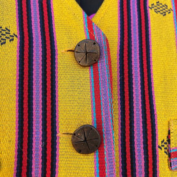 Vintage Todd Oldham Wool Striped Umbrella Cropped Vest 1990s Yellow Medium - Picture 5 of 9